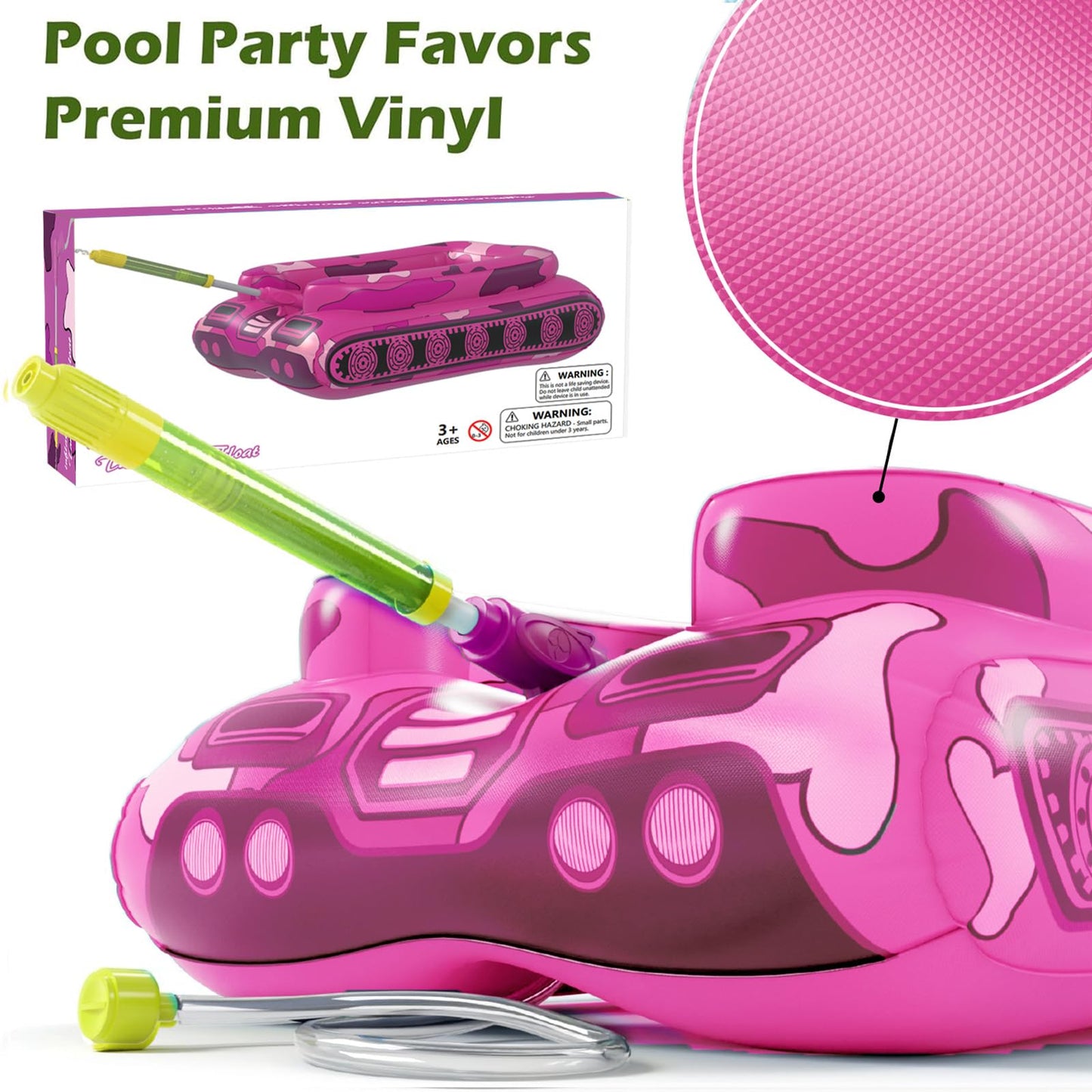 Jasonwell Inflatable Tank Pool Float for Kids with Water Cannon
