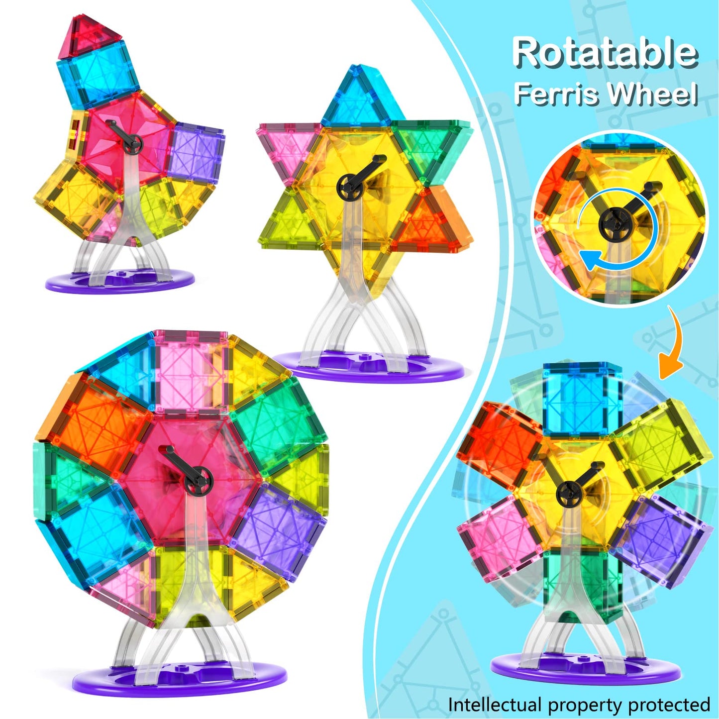Jasonwell 100pcs Magnetic Tiles Building Blocks Set – Educational STEM Construction Kit for Kids 3-12+