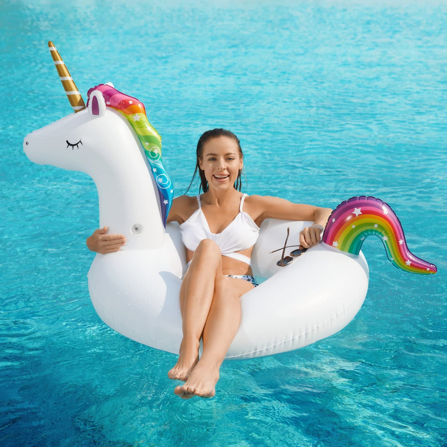 Jasonwell Inflatable Unicorn and Flamingo Pool Floats – 2 Pack
