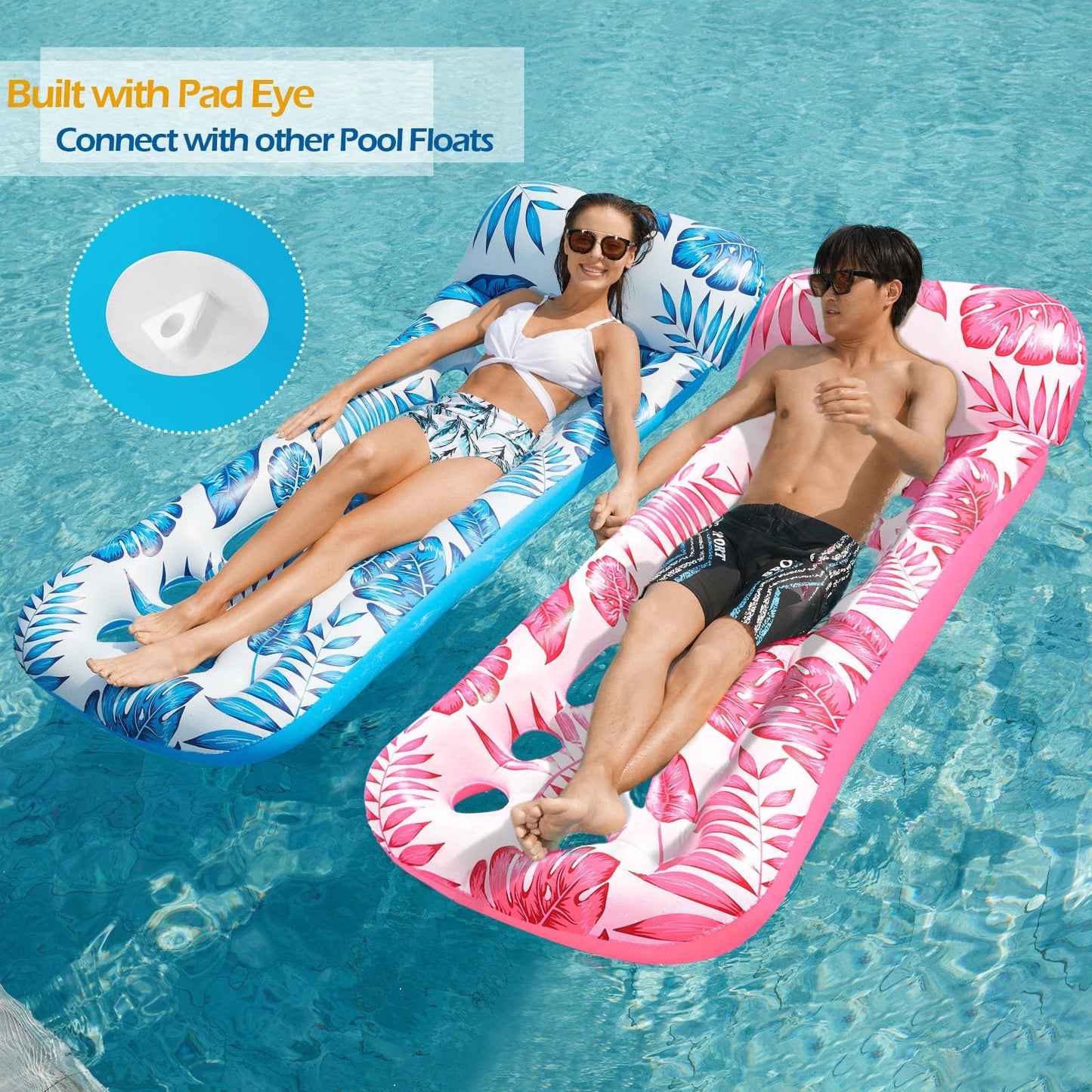 Jasonwell Inflatable Pool Float Lounge - 2-Pack for Adults | Pool & Beach Loungers