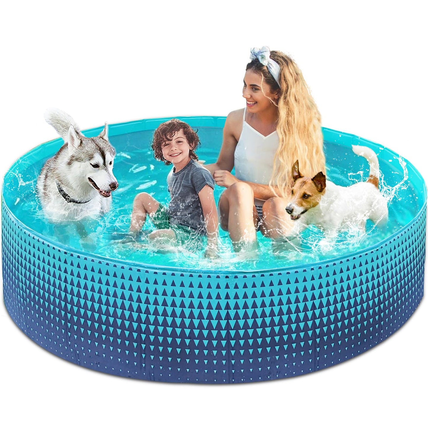 Jasonwell Foldable Dog Pool - Large 79-Inch Hard Plastic Kiddie Pool for Backyard, Pets & Kids | Collapsible, Durable, Non-Slip