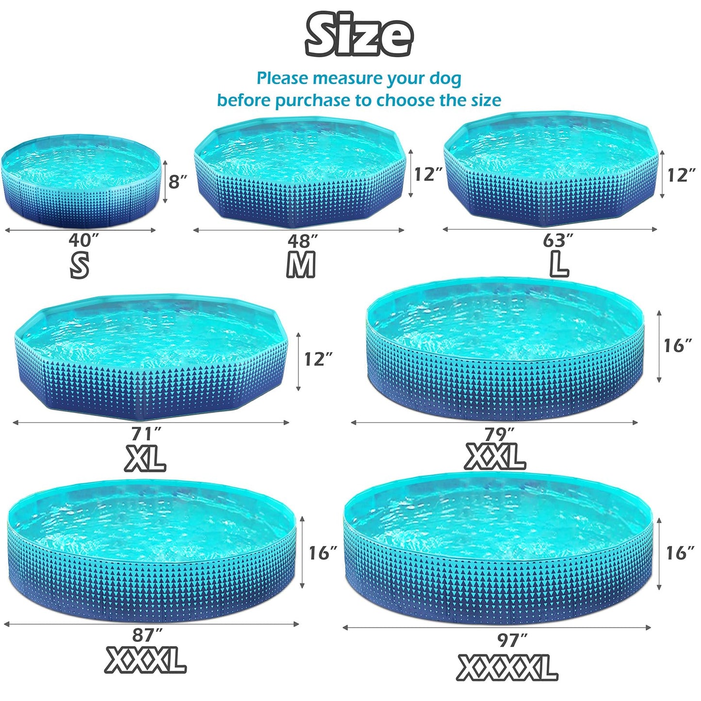 Jasonwell Foldable Dog Pool - Large 79-Inch Hard Plastic Kiddie Pool for Backyard, Pets & Kids | Collapsible, Durable, Non-Slip