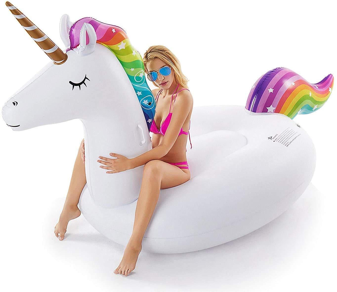 Jasonwell Giant Unicorn Pool Float – 114in Ride-On with Fast Valves for Two Adults