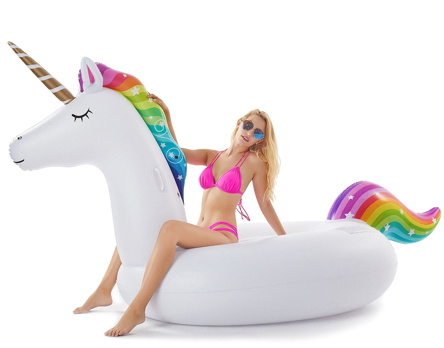 Jasonwell Giant Unicorn Pool Float – 114in Ride-On with Fast Valves for Two Adults