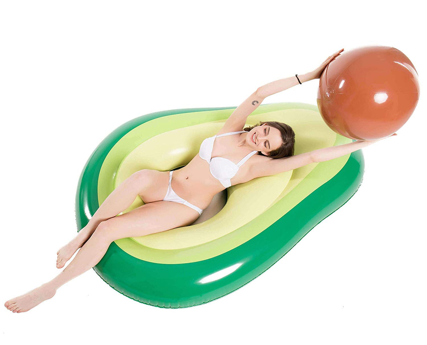 Jasonwell Inflatable Avocado Pool Float XL – Giant Pool Float for Adults with Brown Ball