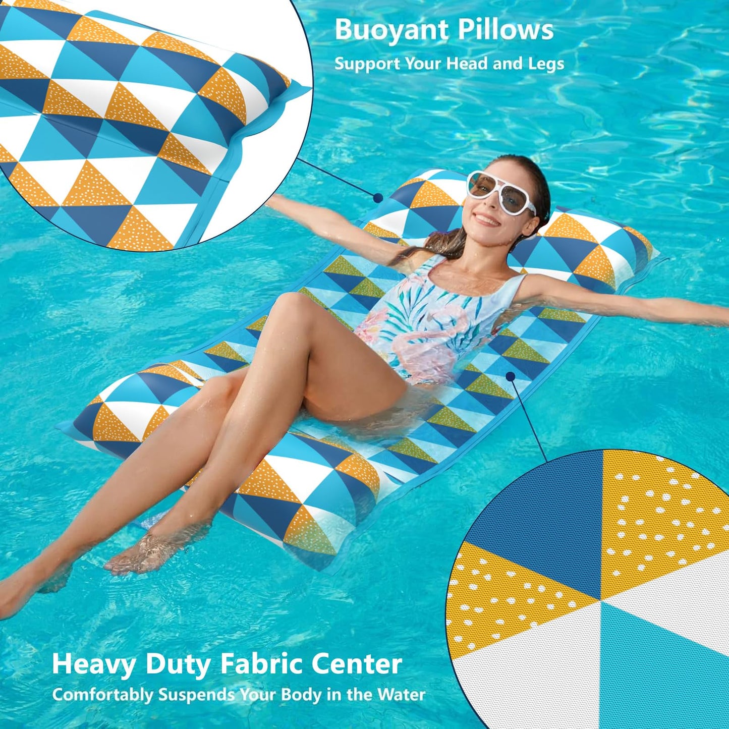 Jasonwell Water Hammock Pool Floats – 2-Pack 4-in-1 Lounge, Hammock, Saddle, Drifter