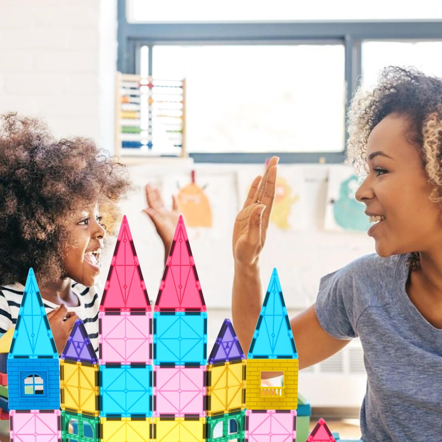 Jasonwell Magnetic Tiles 60PCS – STEM Building Blocks for Kids, Safe & Durable
