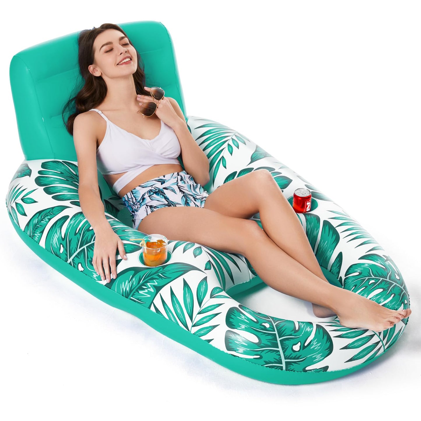 Jasonwell Inflatable Pool Float Adult - Lounge Lounger with Cup Holders & Mesh Seat