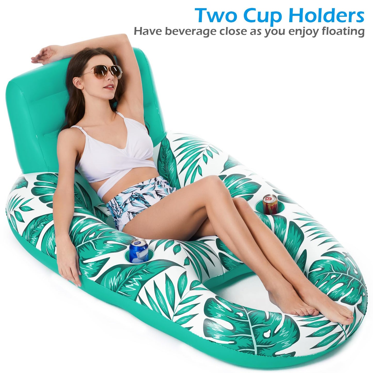 Jasonwell Inflatable Pool Float Adult - Lounge Lounger with Cup Holders & Mesh Seat
