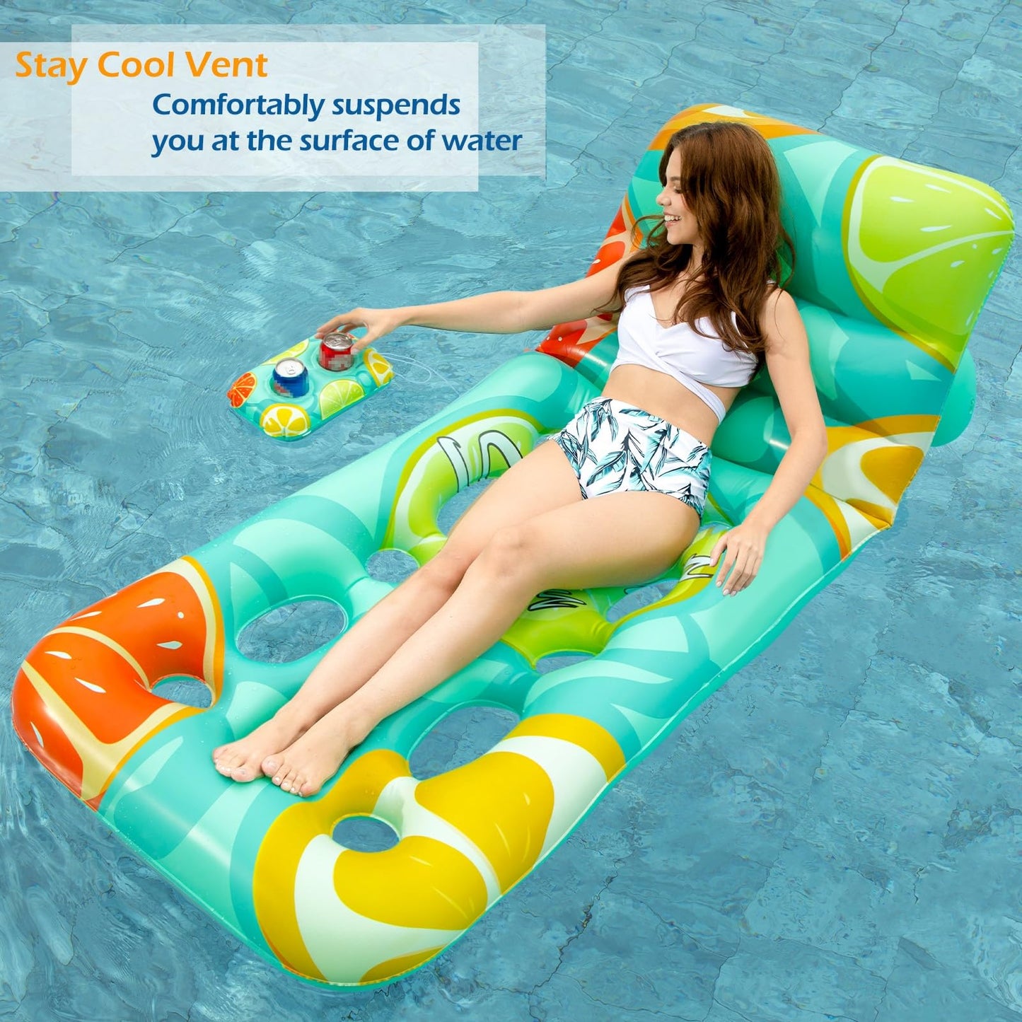 Jasonwell Inflatable Pool Float Adult – Adjustable Backrest, Cup Holders & Lounge Comfort