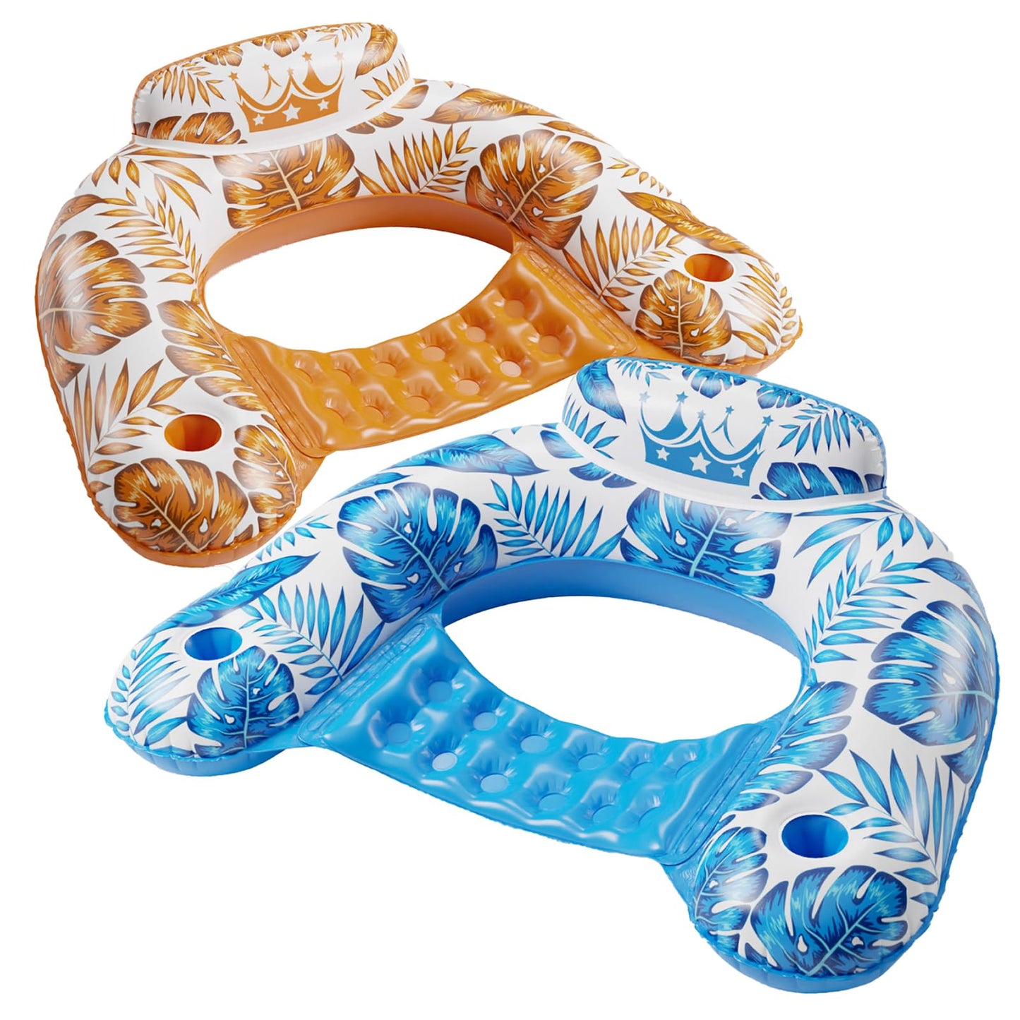 Jasonwell Inflatable Pool Float Chair 2-Pack | Loungers with Cup Holders