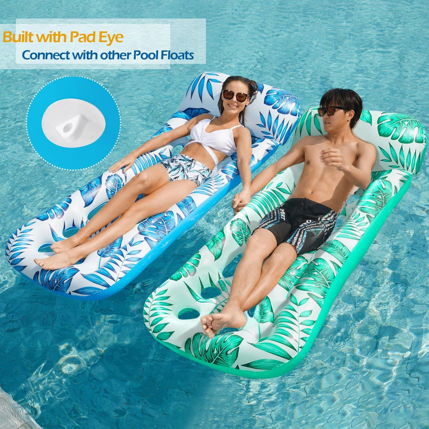Jasonwell Inflatable Pool Float Lounge – 2 Pack for Adults | Loungers for Pool, Lake, Beach