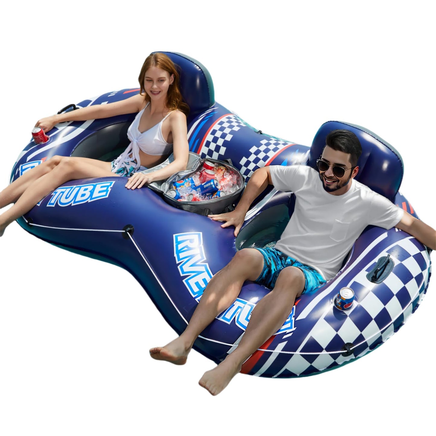Jasonwell Inflatable River Tube Float - 2 Person Heavy Duty Raft with Removable Cooler