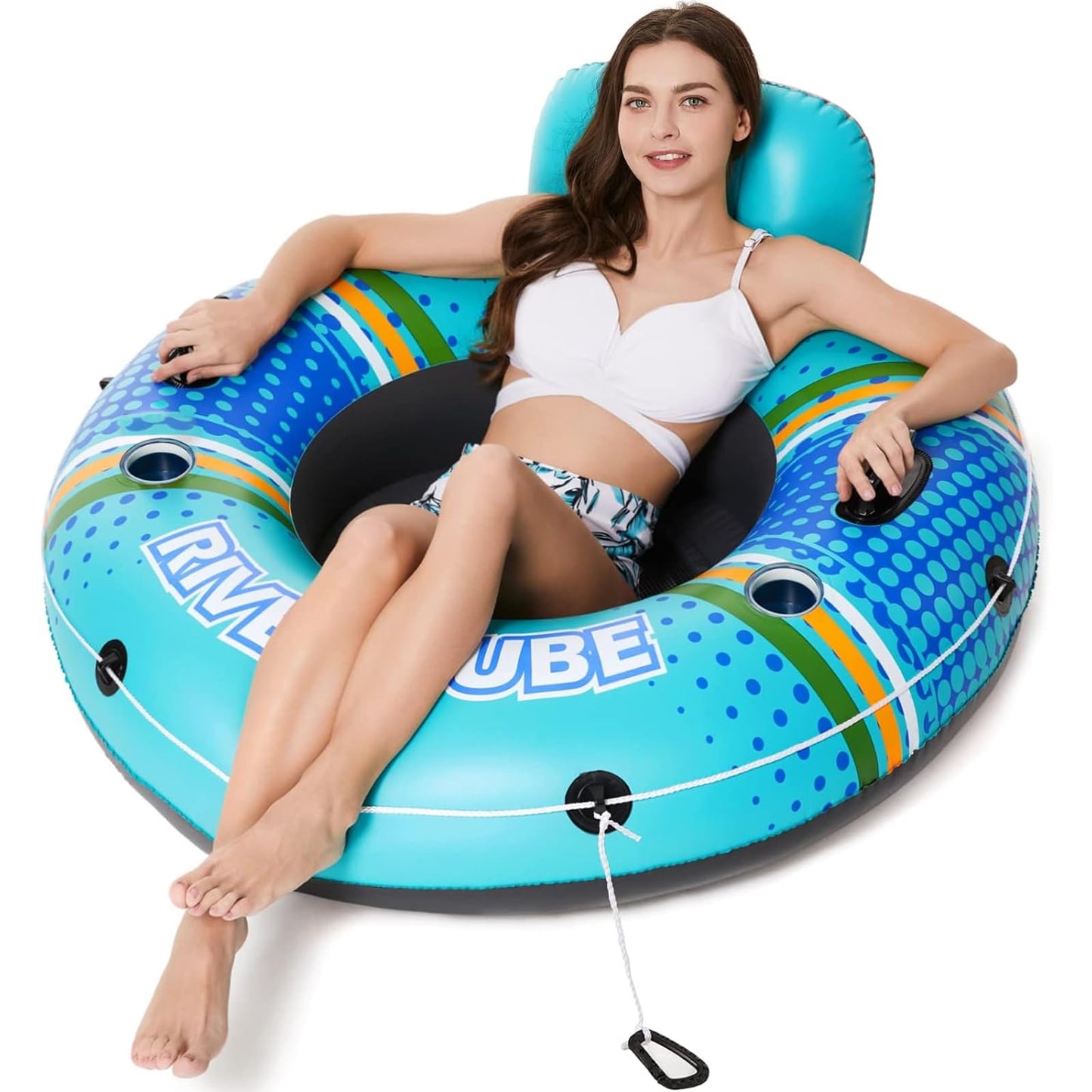 Jasonwell Inflatable River Tube Float - Heavy Duty Adult Lounger with Cup Holders