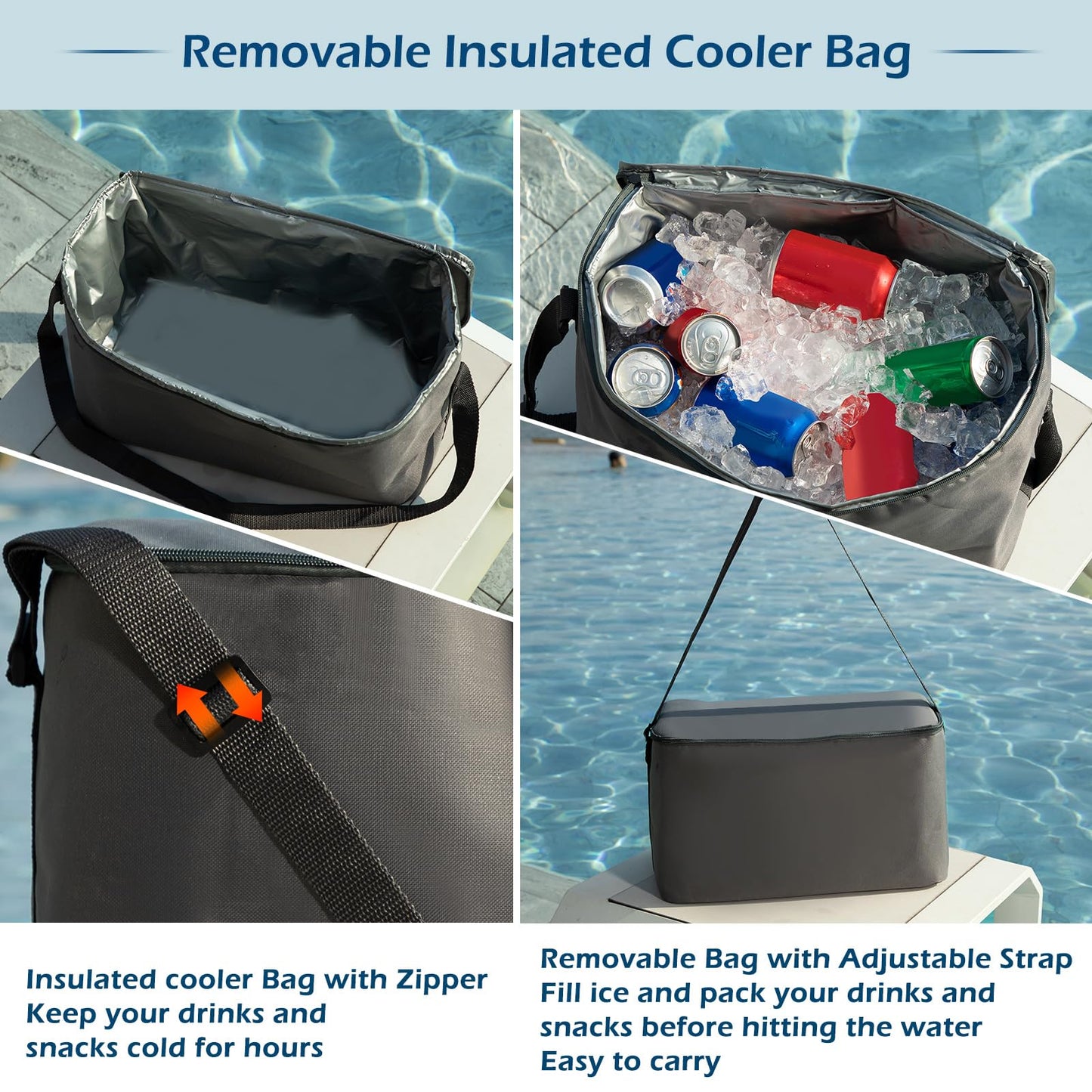 Jasonwell Inflatable River Tube Float – 2 Person Heavy Duty River Raft with Removable Cooler, 2 Cup Holders