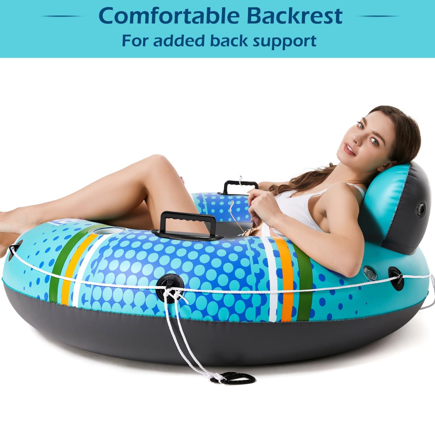 Jasonwell Inflatable River Tube Float - Heavy Duty Adult Lounger with Cup Holders
