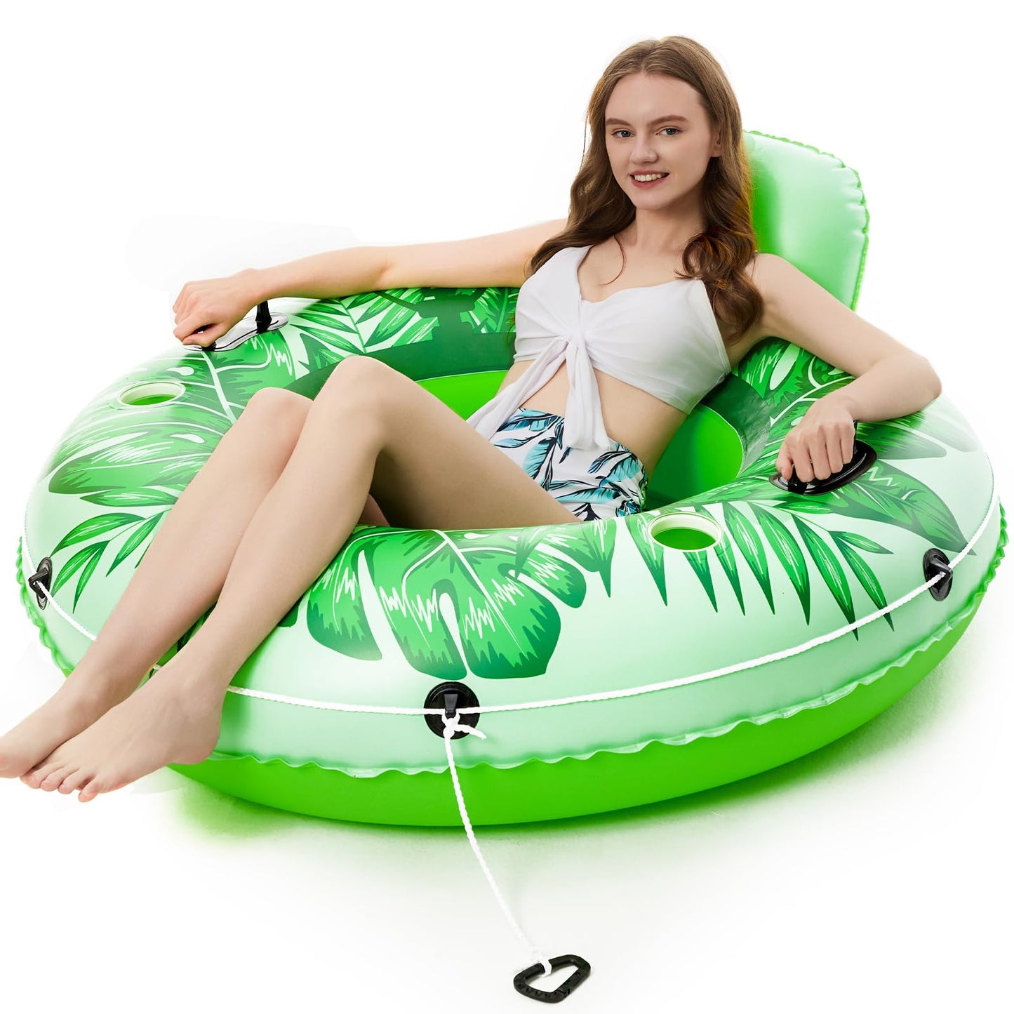 Jasonwell Inflatable River Tube Float – Heavy Duty 53-Inch with 2 Cup Holders