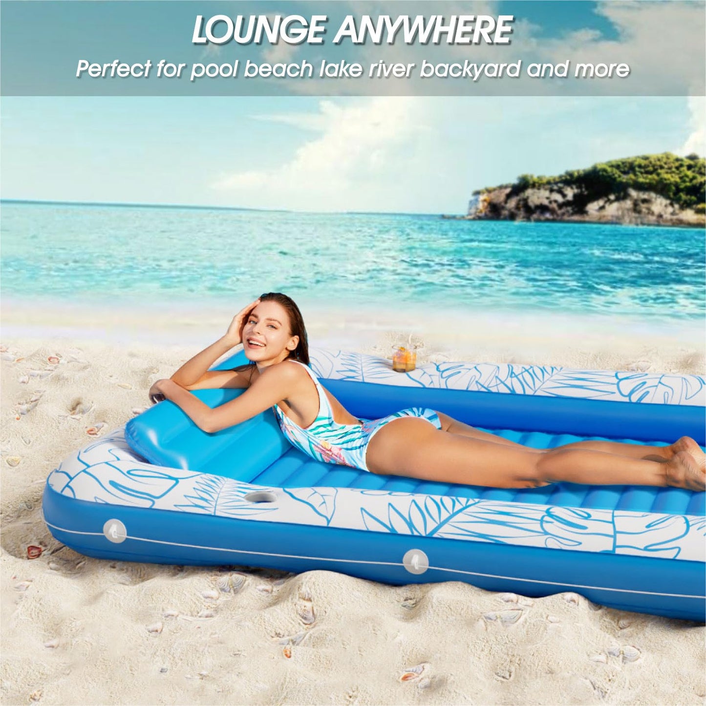 Jasonwell Inflatable Tanning Pool Lounger – 4 in 1 Sun Tan Tub, XXL Water-Filled Pool Float