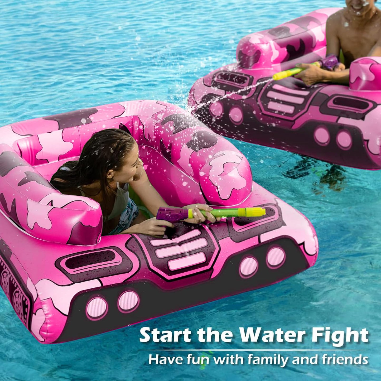 Jasonwell Inflatable Tank Pool Float with Water Cannon – Fun Pool Toy for Adults and Kids