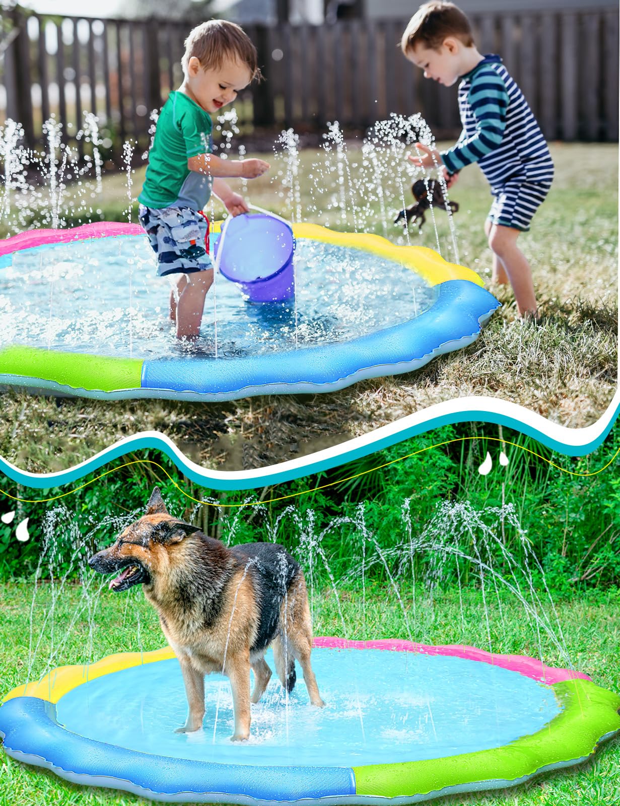 Jasonwell Kids Dog Splash Pad Sprinkler – Non-Slip, Durable Outdoor Water Toy
