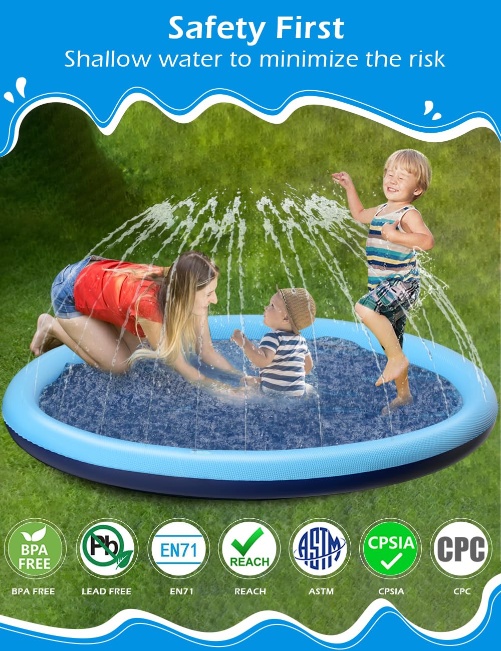 Jasonwell Kids Dog Splash Pad Sprinkler | Non-Slip Outdoor Water Play for Toddlers & Pets