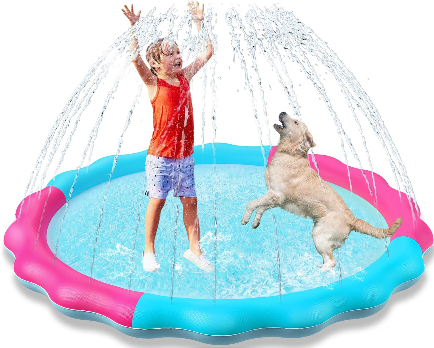Jasonwell Kids Dog Splash Pad Sprinkler — Non-Slip Outdoor Water Toy for Dogs and Kids