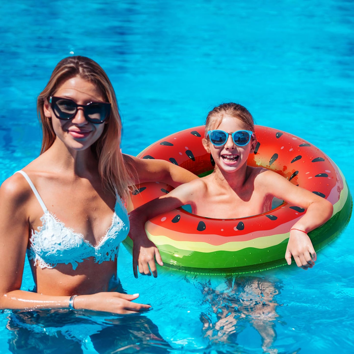 Jasonwell 4-Pack Fruit Pool Floats | Watermelon, Kiwi, Orange, Grape – Inflatable Pool Tubes & Swim Rings