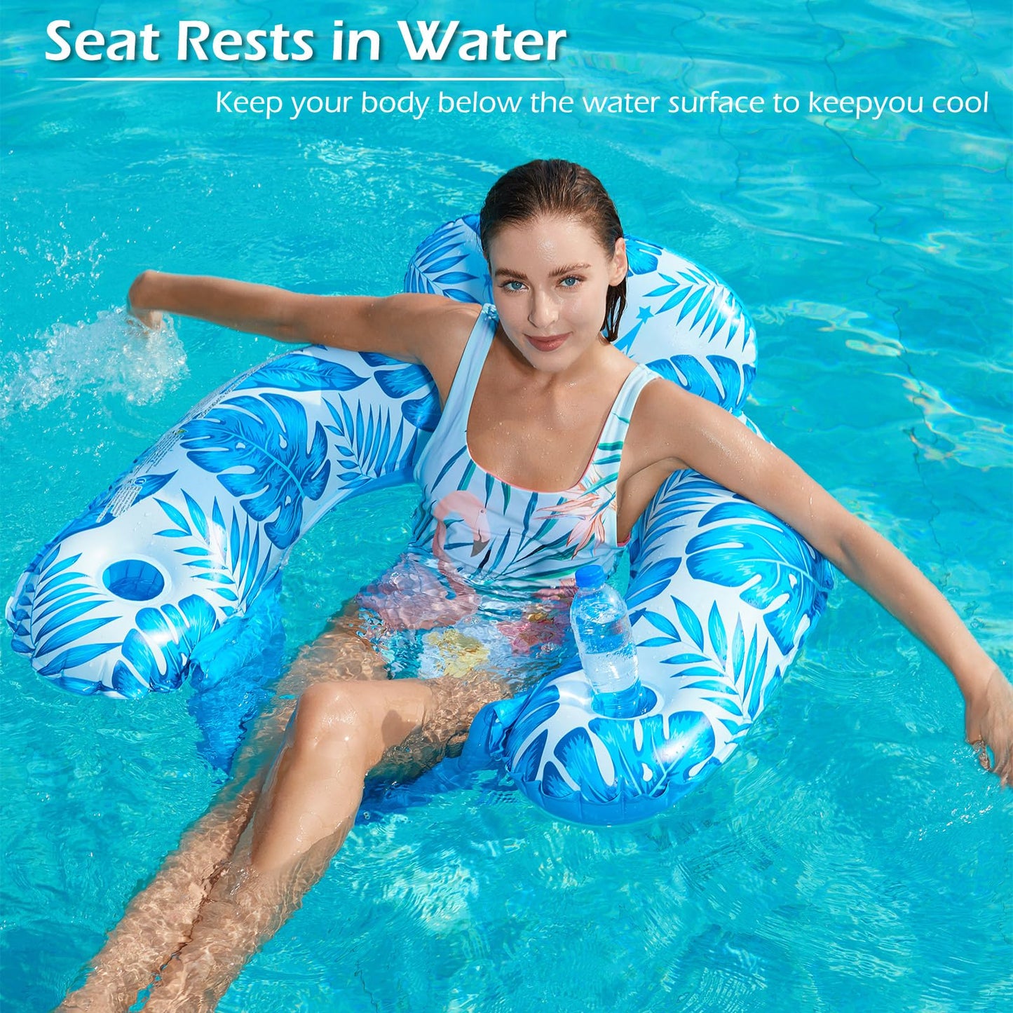 Jasonwell Inflatable Pool Float Chair - Lounge Lounger with Cup Holders for Adults