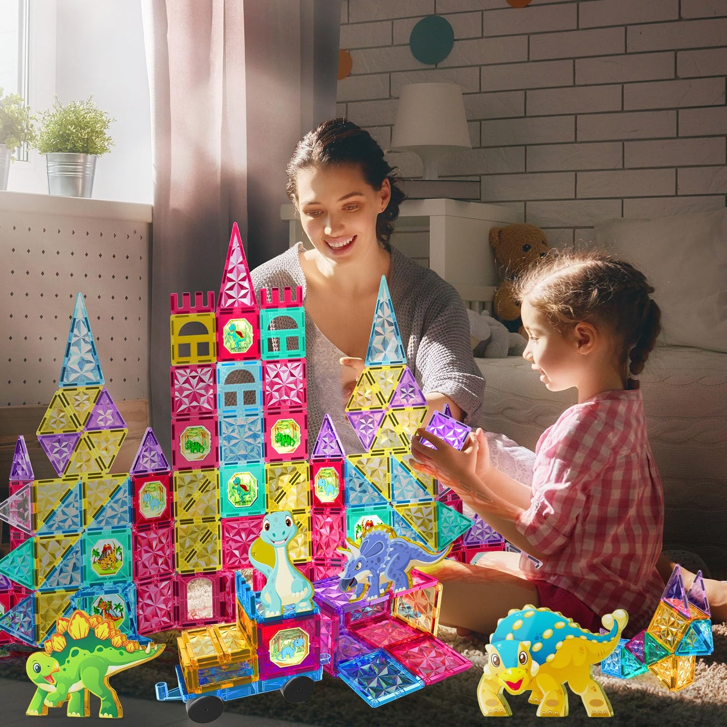 Jasonwell 110Pcs Magnetic Tiles – STEM Building Blocks for Kids 3-12+