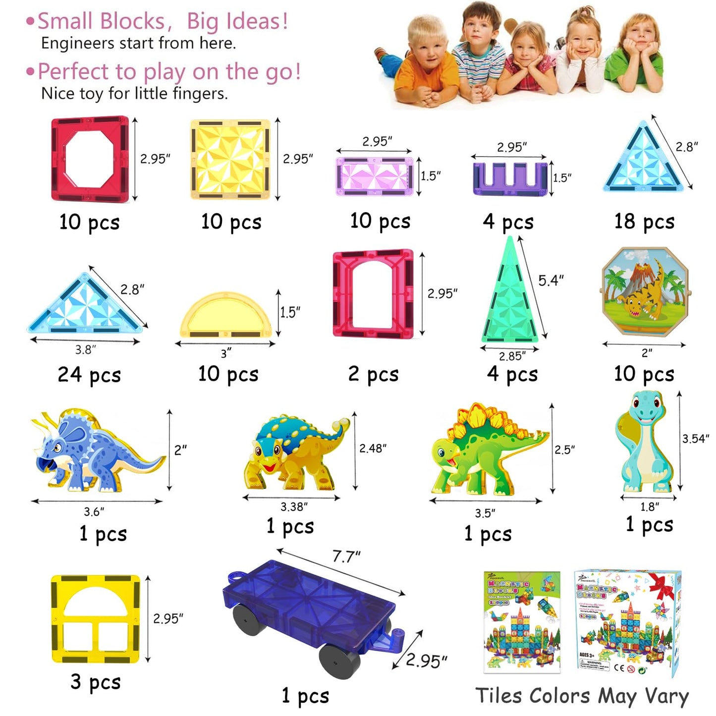 Jasonwell 110Pcs Magnetic Tiles – STEM Building Blocks for Kids 3-12+