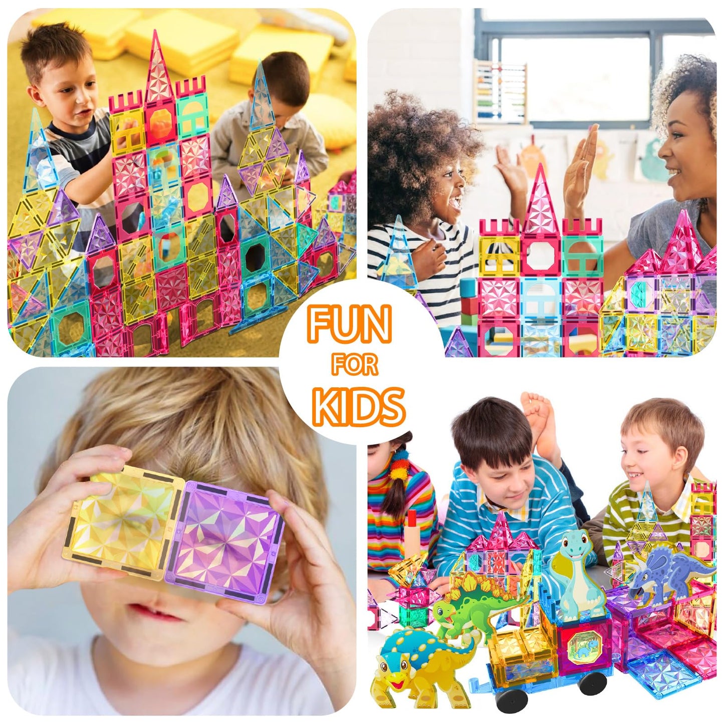 Jasonwell 110Pcs Magnetic Tiles – STEM Building Blocks for Kids 3-12+