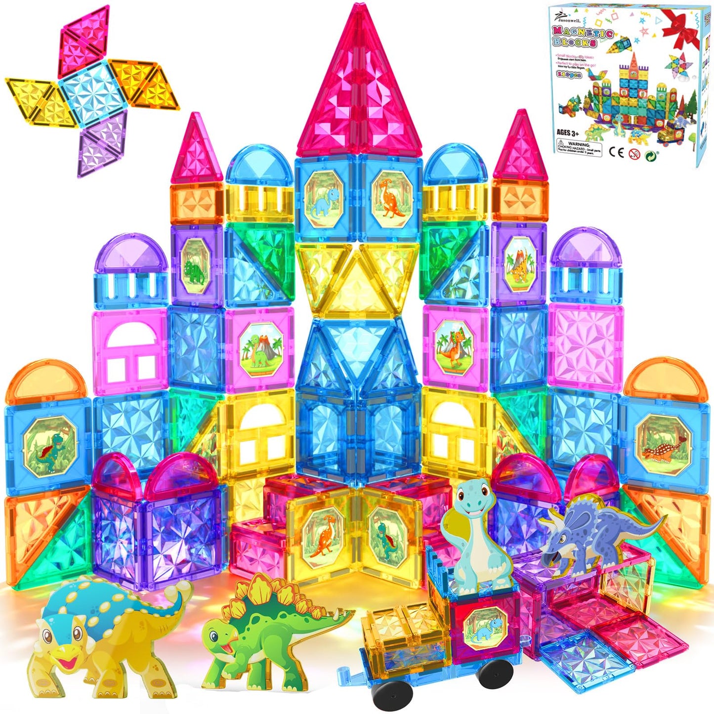 Jasonwell 110Pcs Magnetic Tiles – STEM Building Blocks for Kids 3-12+
