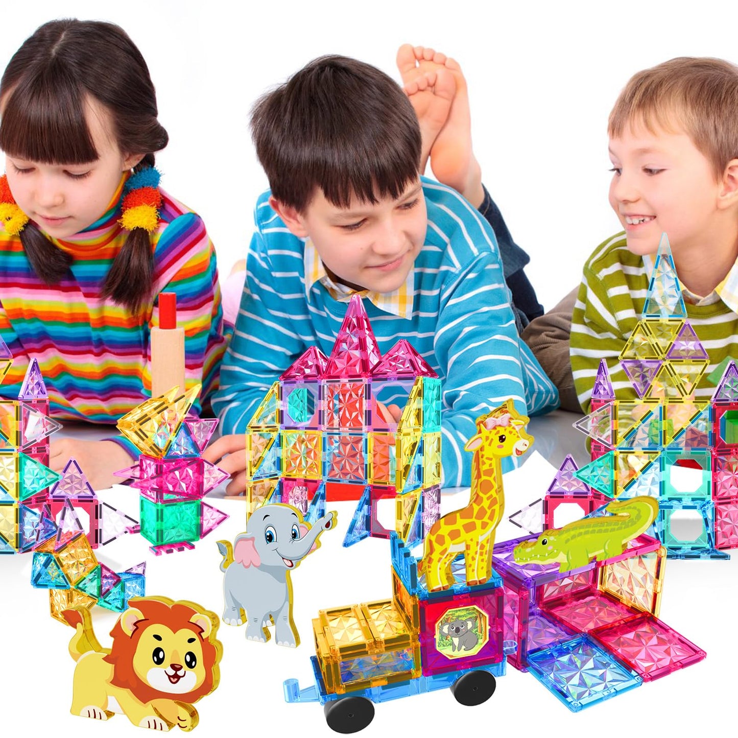 Jasonwell Magnetic Tiles 110PCS – STEM Building Blocks for Kids 3-12