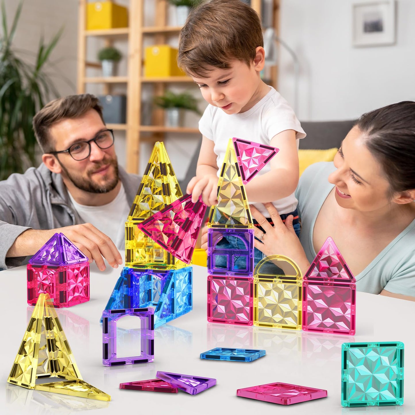 Jasonwell 110Pcs Magnetic Tiles – STEM Building Blocks for Kids 3-12+