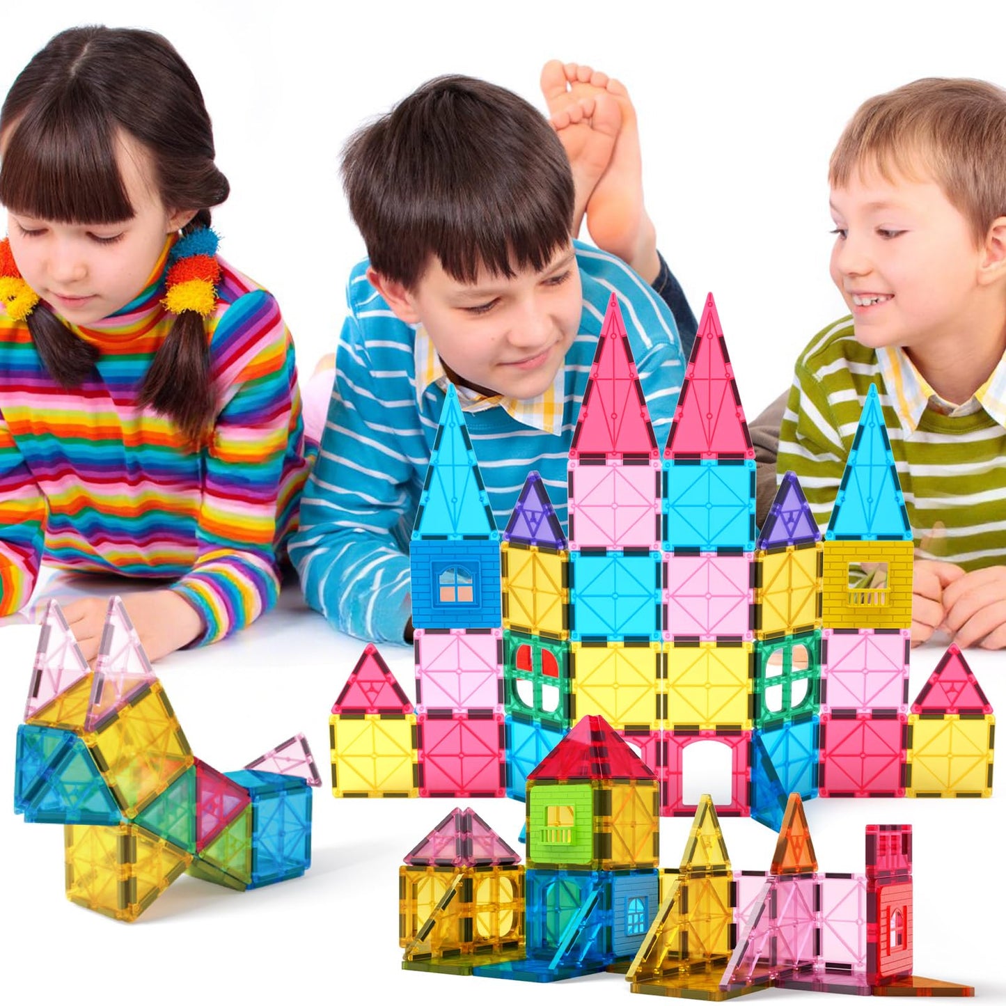 Jasonwell Magnetic Tiles 60PCS – STEM Building Blocks for Kids, Safe & Durable