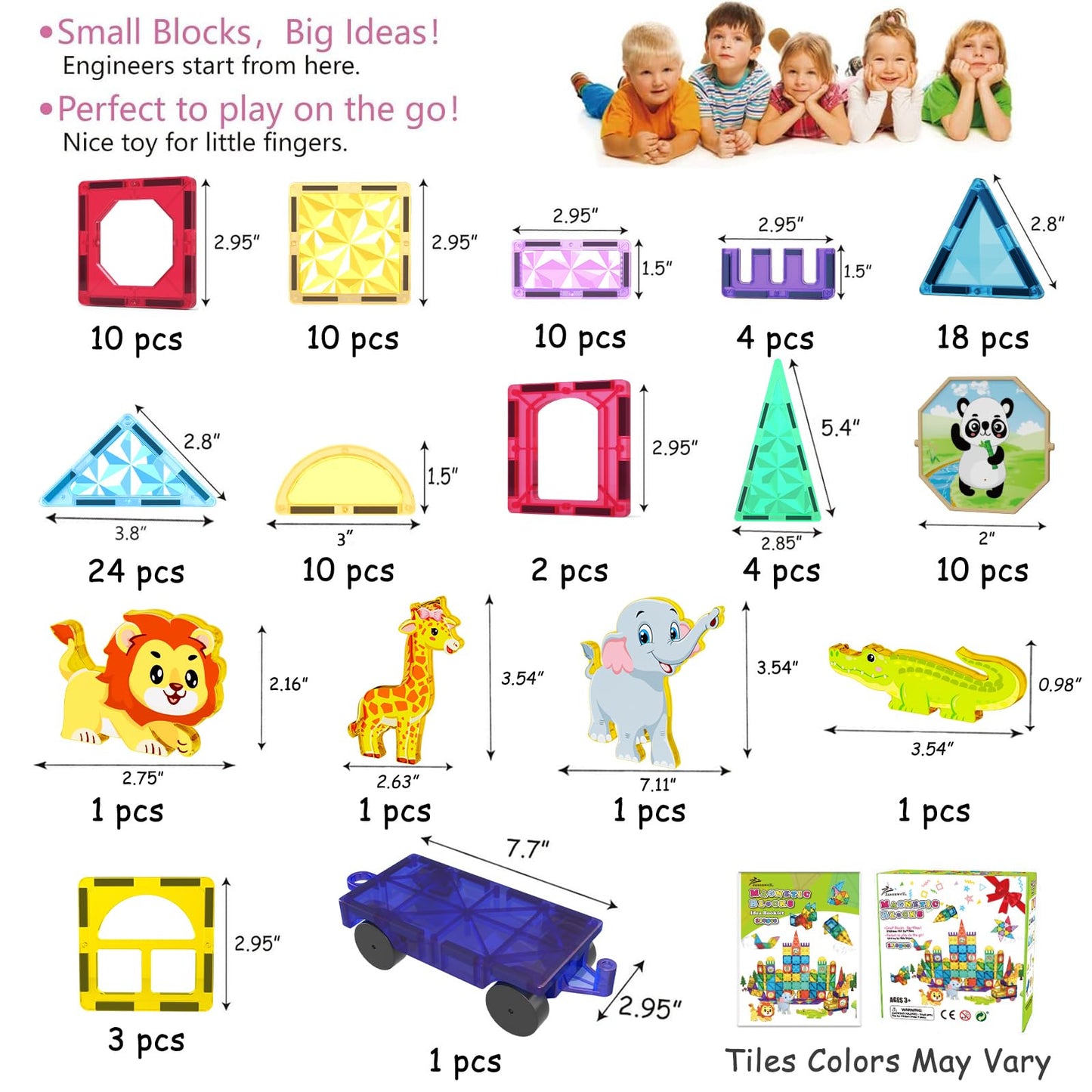 Jasonwell Magnetic Tiles 110PCS – STEM Building Blocks for Kids 3-12