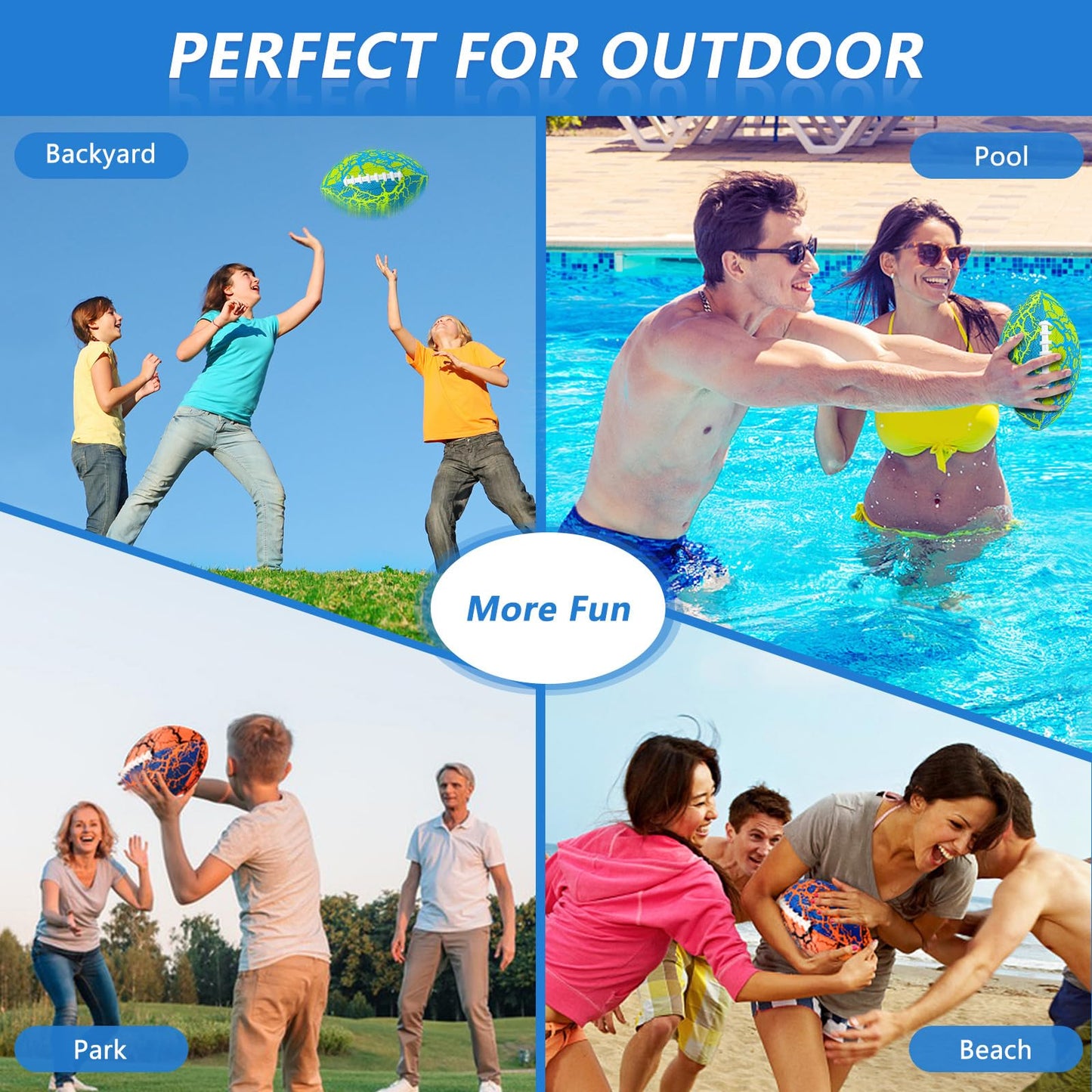 Jasonwell Water Football 2-Pack – Strong Grip Waterproof Pool & Beach Ball