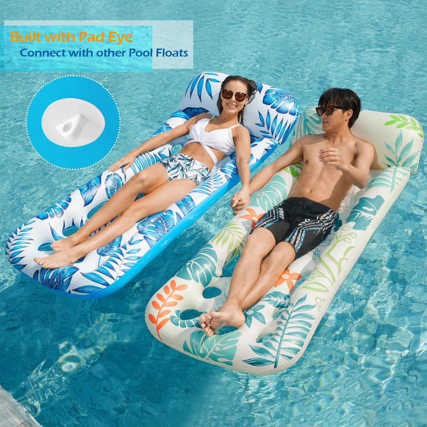 Jasonwell Inflatable Pool Float Lounge – 2-Pack for Adults