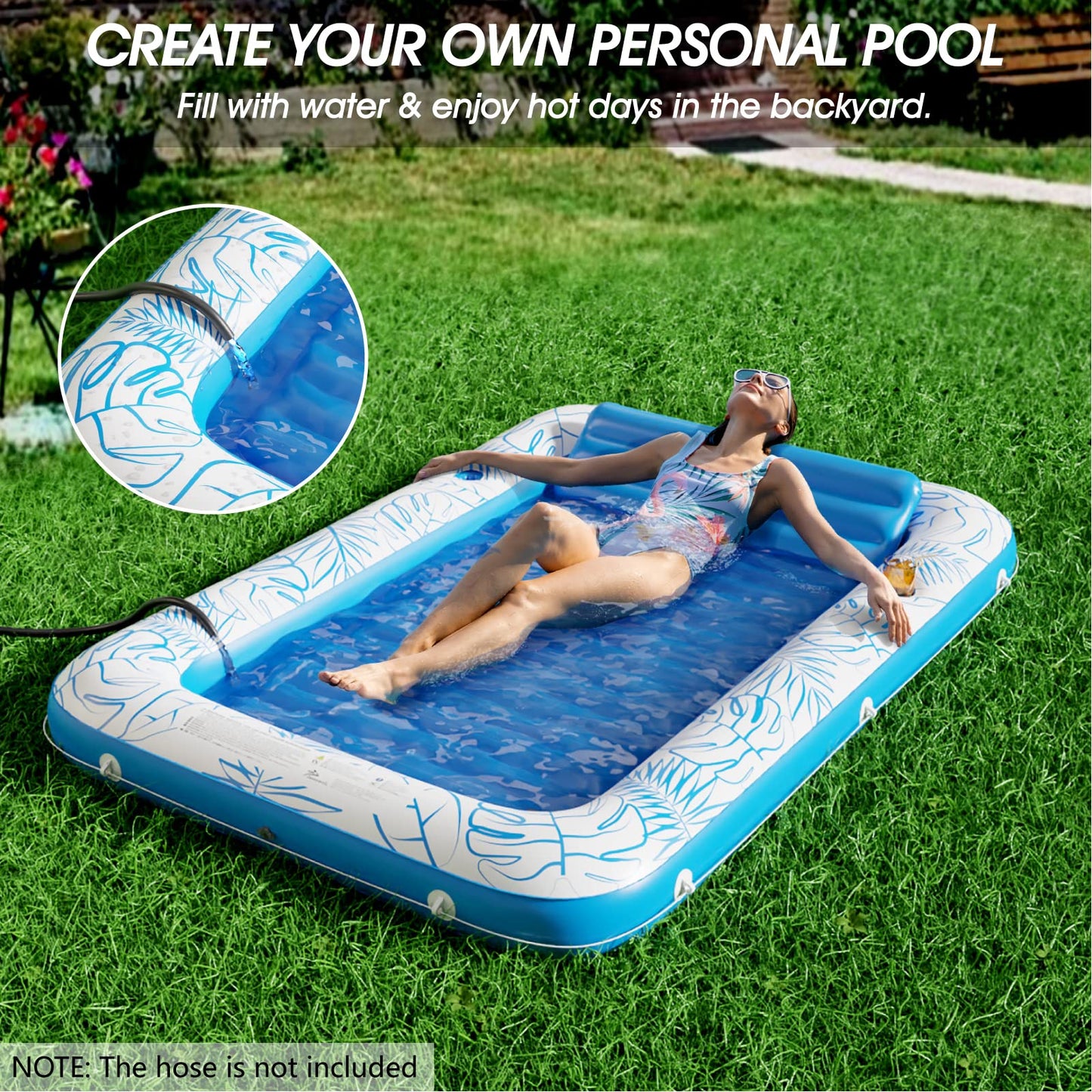 Jasonwell Inflatable Tanning Pool Lounger 4 in 1 – XL 80x56 Sun Tan Tub