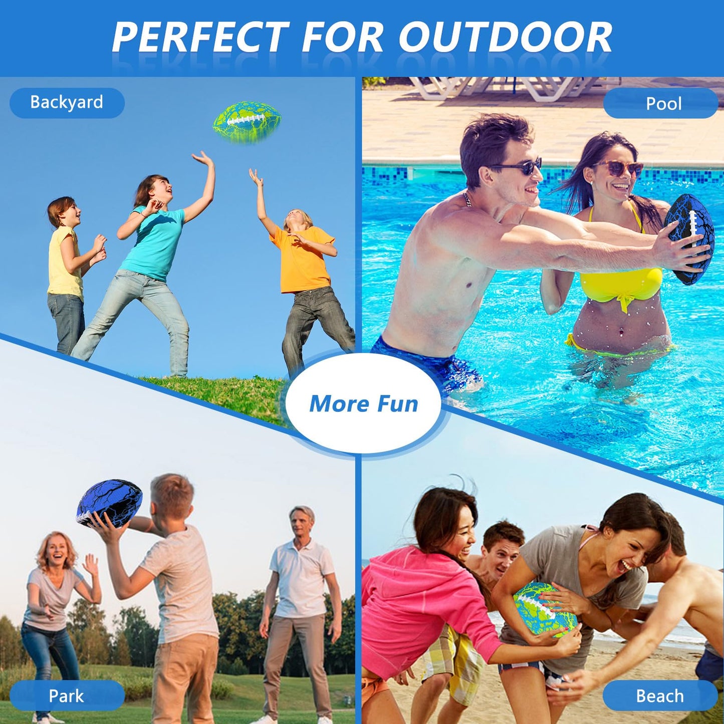 Jasonwell Water Football 2-Pack | Strong Grip, Waterproof for Pool, Beach & Outdoor Play