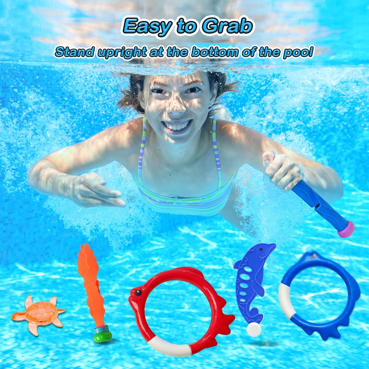 Jasonwell 42-Piece Pool Diving Toys Set – Dive Sticks, Rings, Dolphins & Treasure