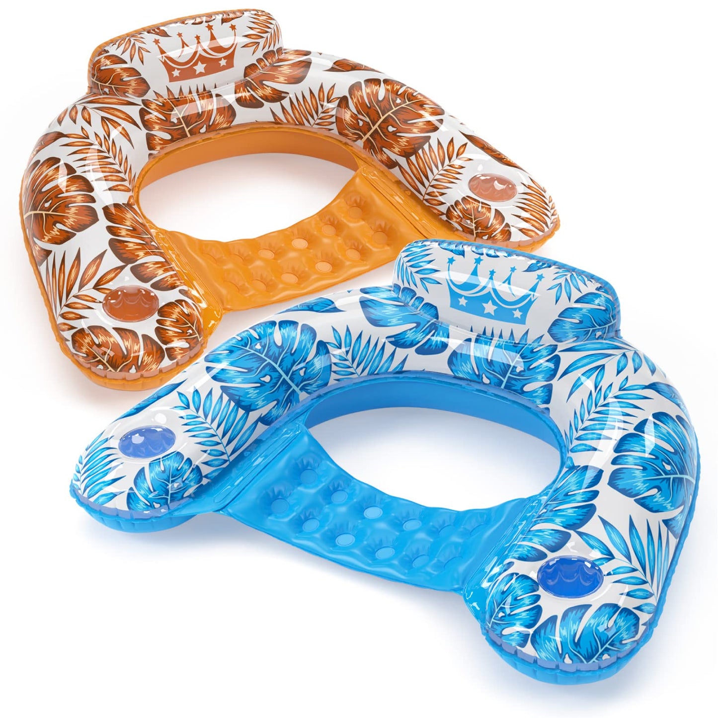 Jasonwell Inflatable Pool Float Chair 2-Pack XL Lounge Floats with Cup Holders