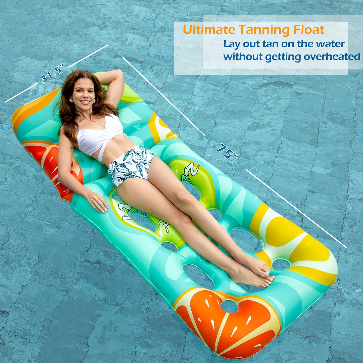 Jasonwell Inflatable Pool Float Adult – Adjustable Backrest, Cup Holders & Lounge Comfort