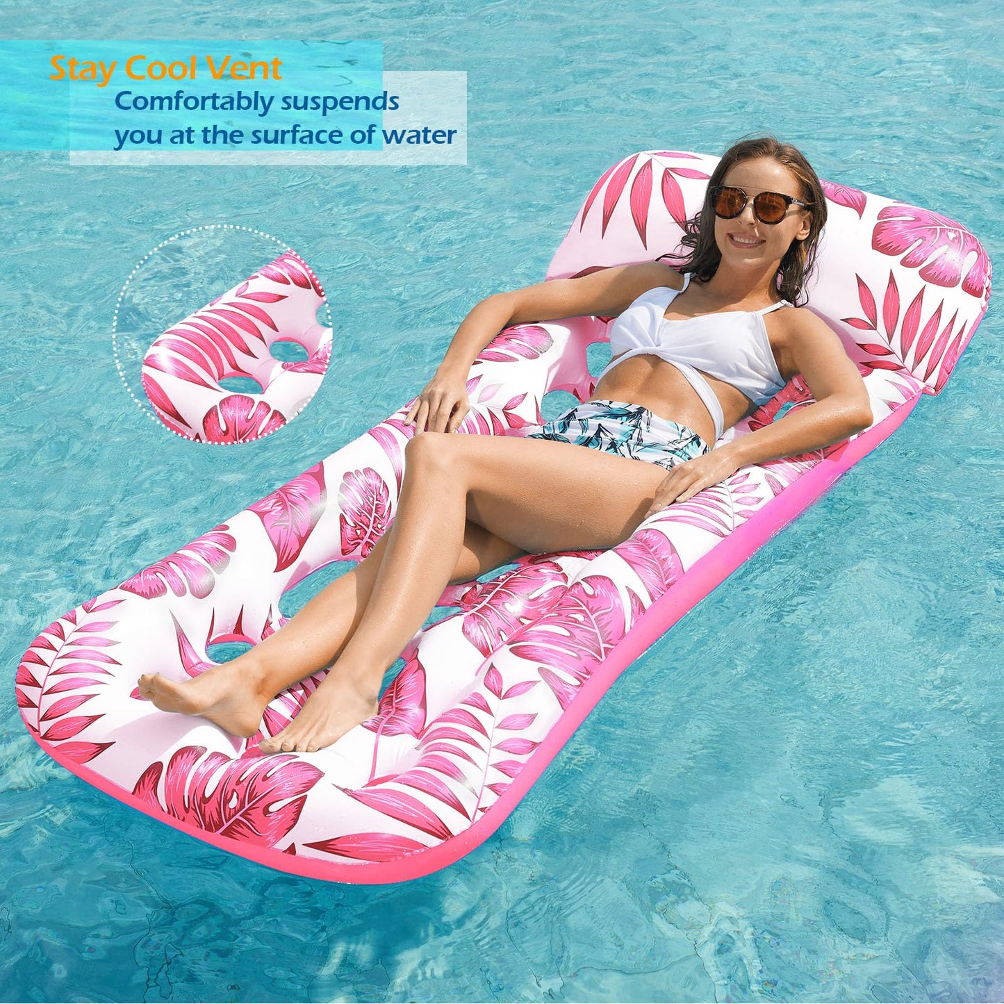 Jasonwell Inflatable Pool Float Lounge - 2-Pack for Adults | Pool & Beach Loungers