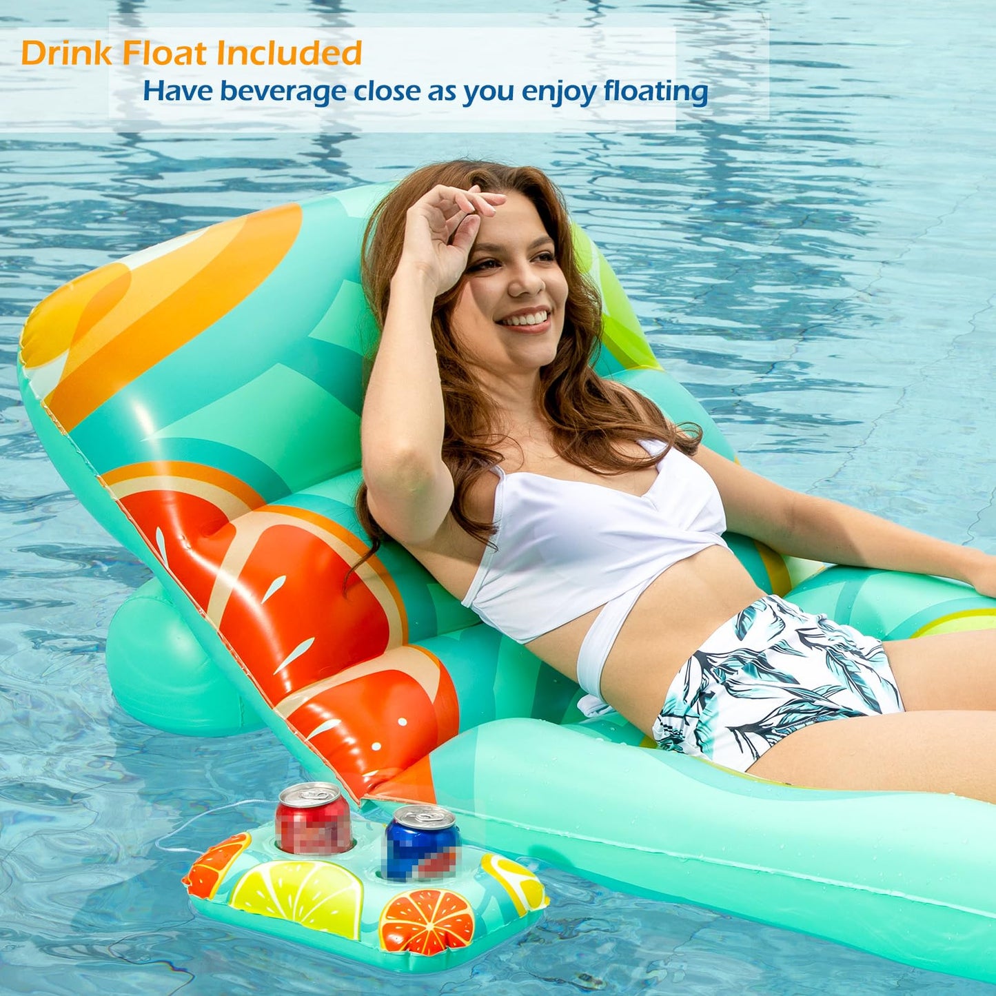 Jasonwell Inflatable Pool Float Adult – Adjustable Backrest, Cup Holders & Lounge Comfort