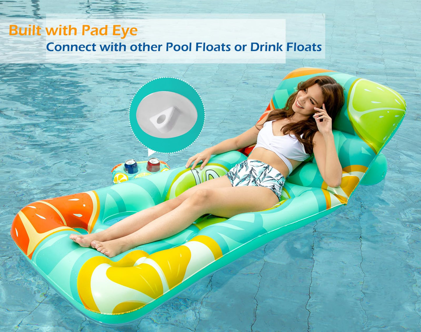 Jasonwell Inflatable Pool Float Adult – Adjustable Backrest, Cup Holders & Lounge Comfort