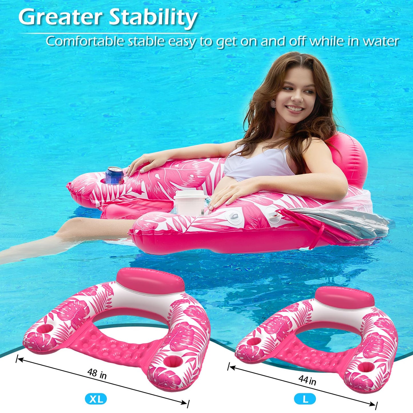 Jasonwell Pool Float with Canopy – Inflatable Lounge Chair for Adults with Cup Holders