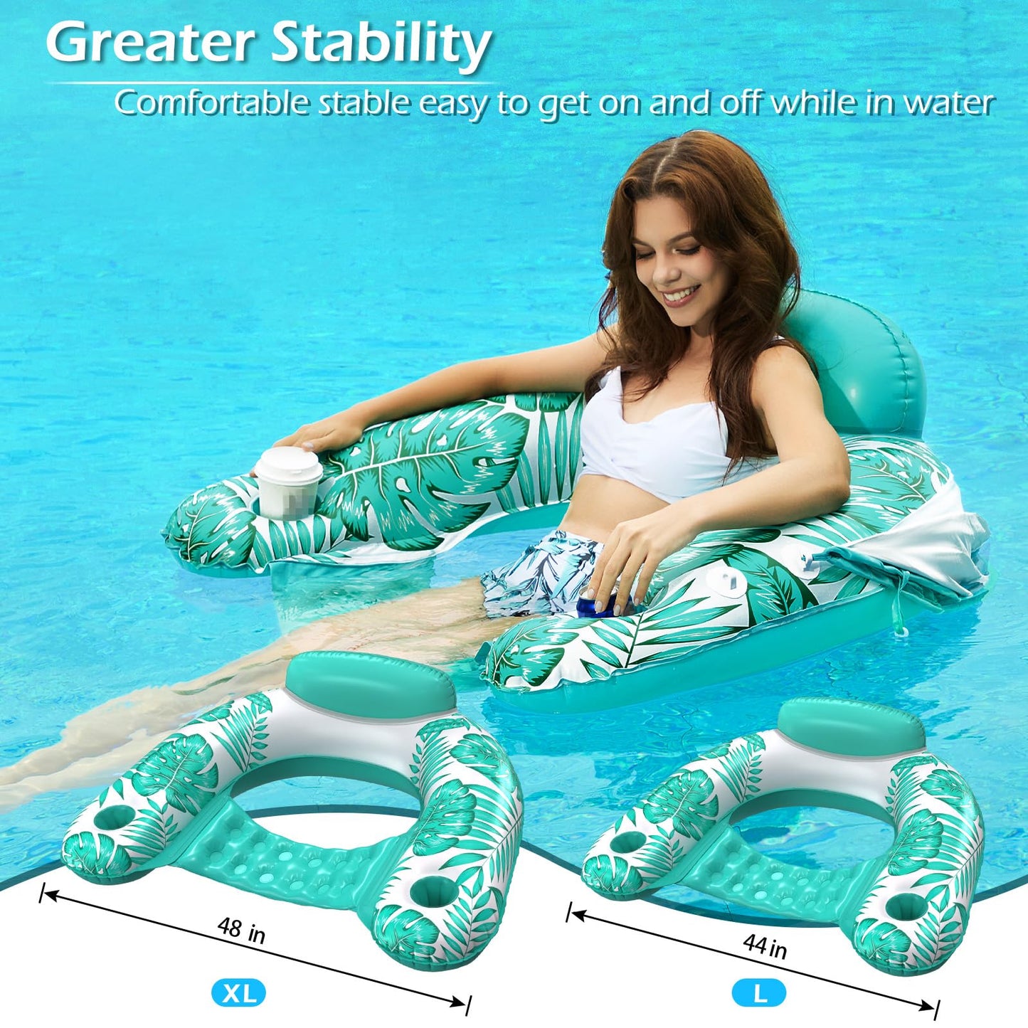 Jasonwell Pool Float with Canopy – Inflatable Lounge Chair with Cup Holders for Adults