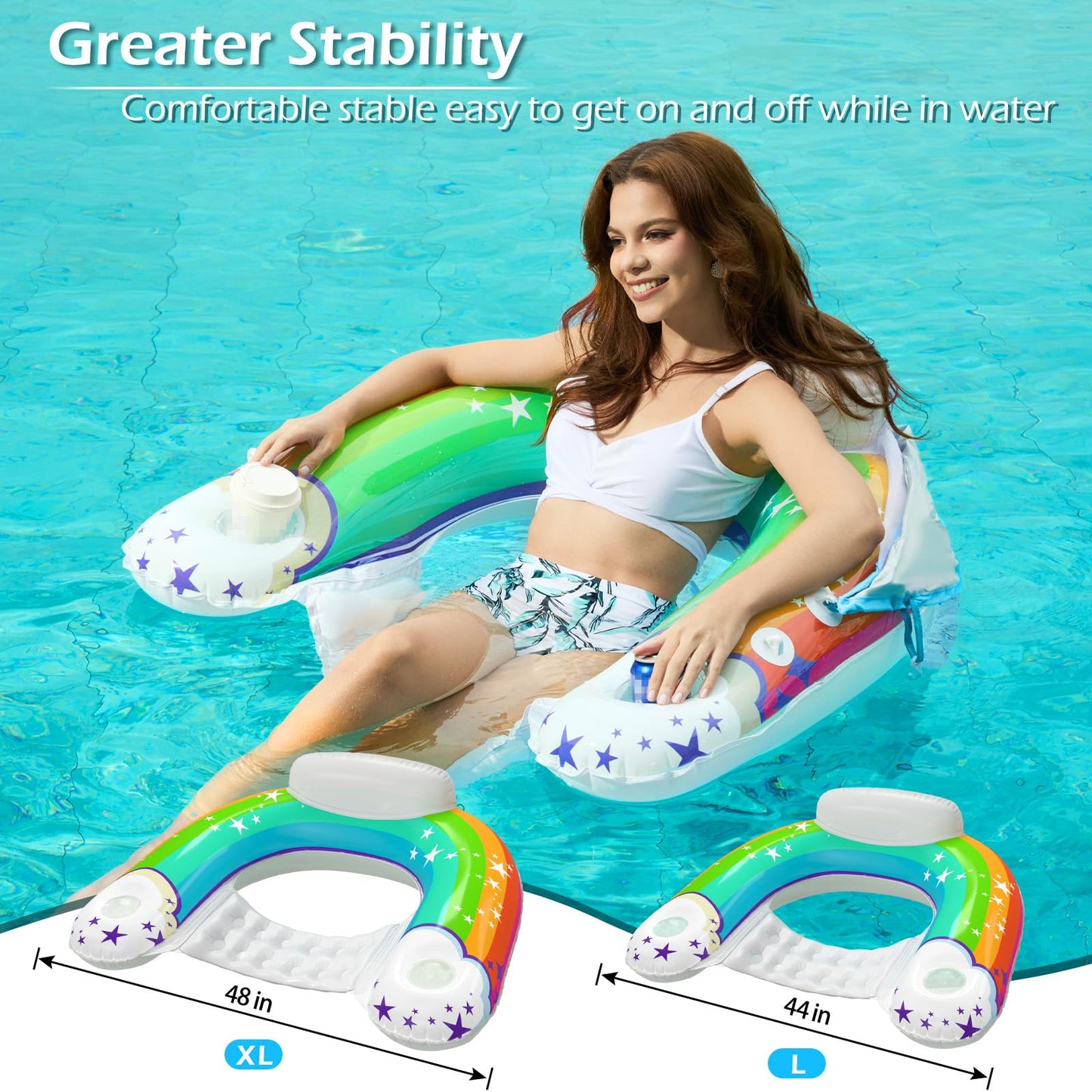 Jasonwell Pool Float with Canopy – Inflatable Lounger with Cup Holders & UPF50 Sunshade