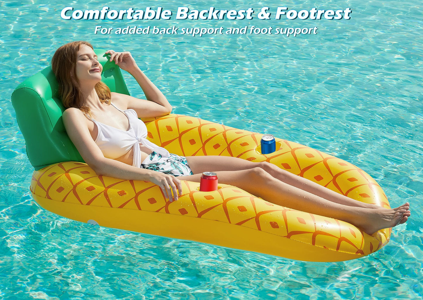 Jasonwell Inflatable Pool Float Lounger – Backrest, Cup Holders & Premium Vinyl